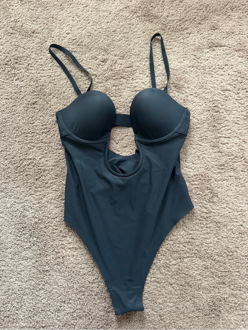 SKIMS Black Cutout Bodysuit with Underwire Cups